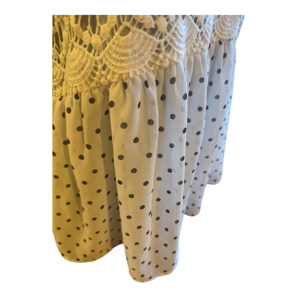 Abercrombie & Fitch Blue & White Polka Dot Lace Boho Crochet Tank Top — Size M - Picture 5 of 8